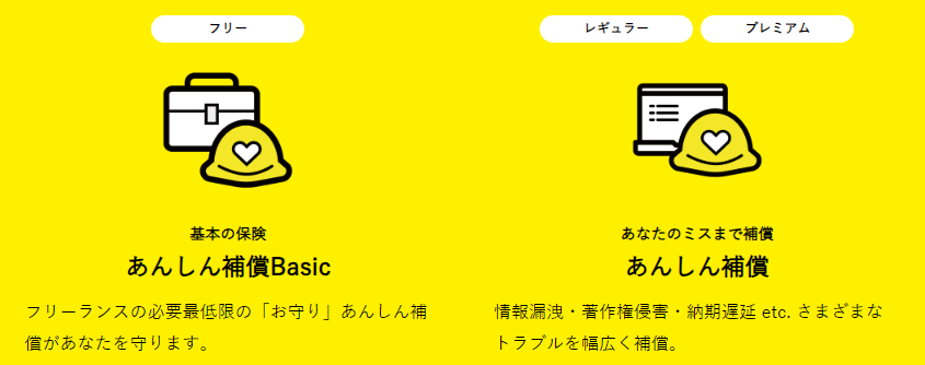 FREENANCEのフリー、レギュラー、プレミアムでの「あんしん補償」
