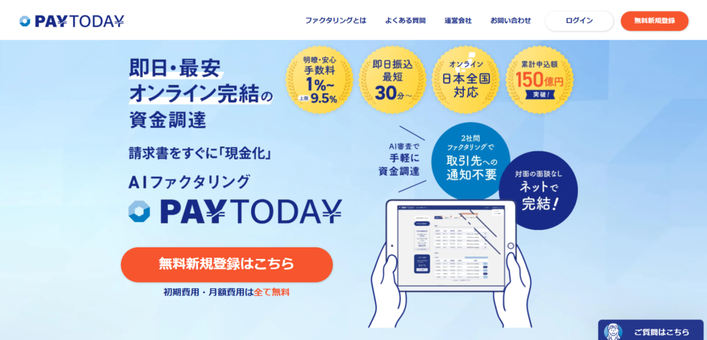 PayToday：AI審査による審査で最短30分から即日入金